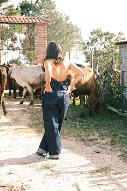 DARK DENIM WIDE LEG JEAN