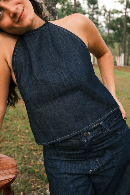 DENIM HALTER TOP