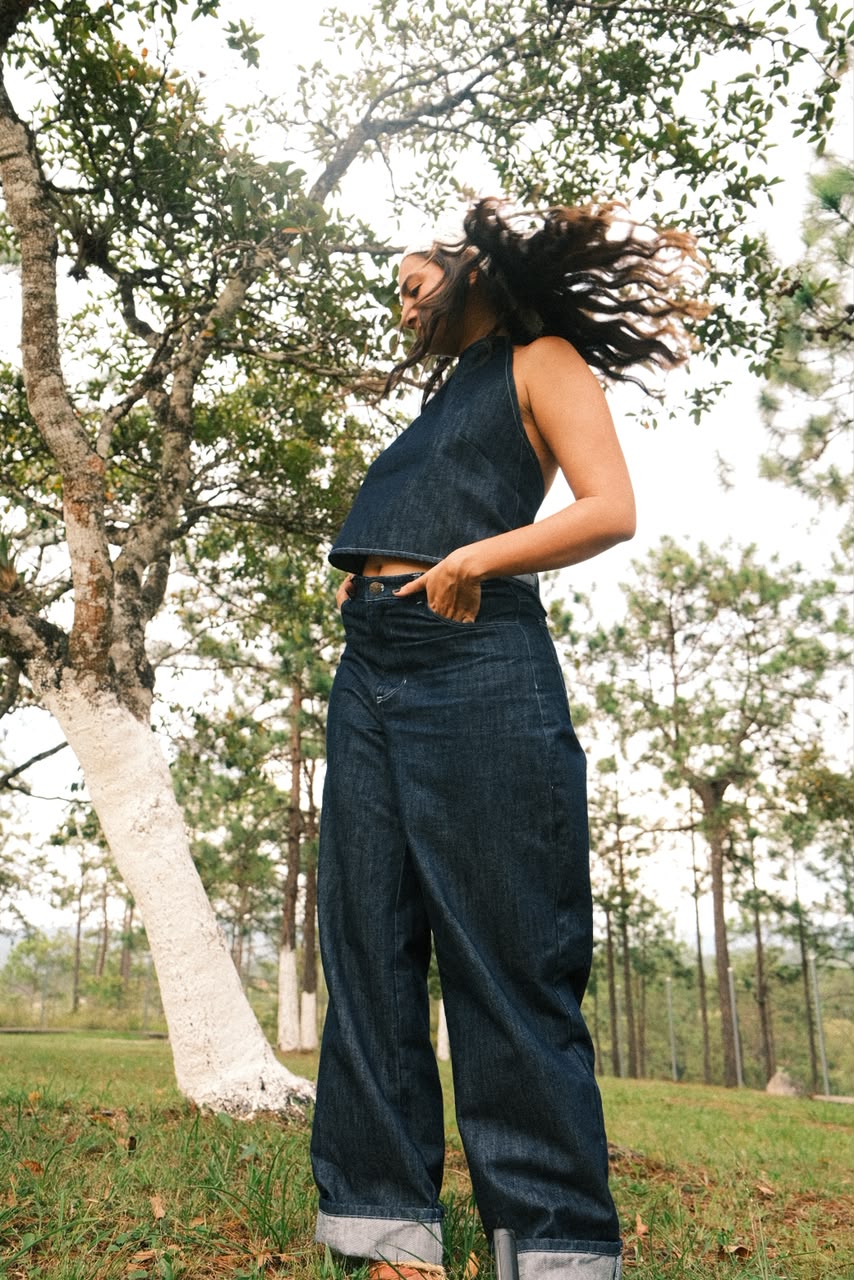 DARK DENIM WIDE LEG JEAN