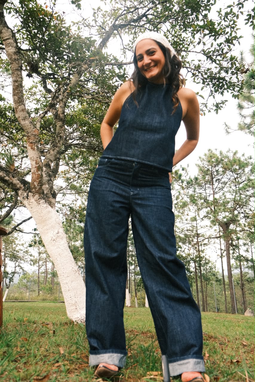 DARK DENIM WIDE LEG JEAN