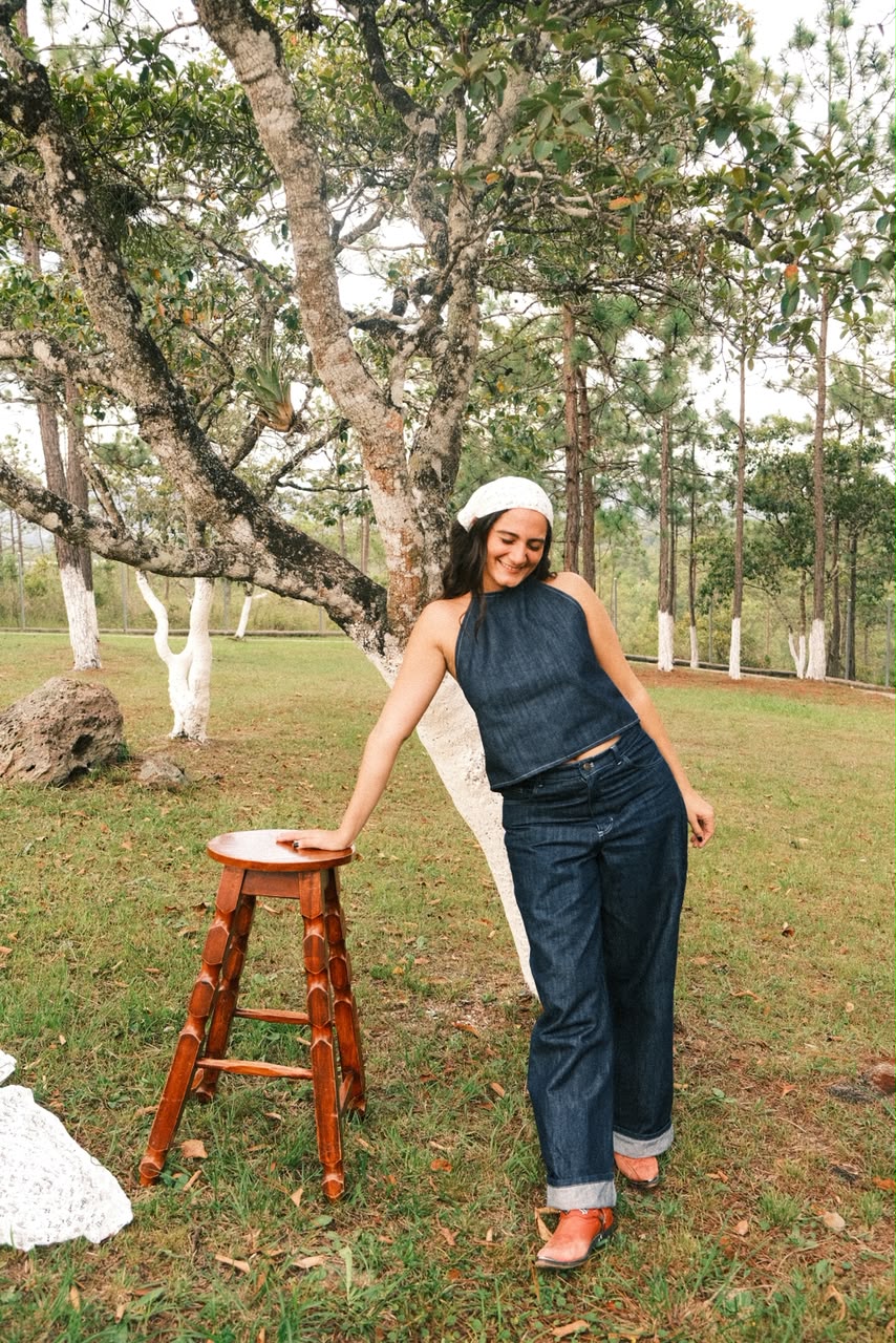 DARK DENIM WIDE LEG JEAN